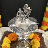 Vriksham Antique Finish Oxidized Silver Traditional Lamp / Samai for Puja Rituals -RG188